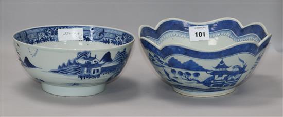 Two Chinese blue and white bowls Diam 24cm